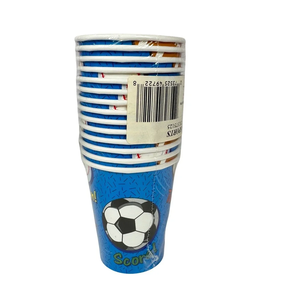 14pk All Star Sports Paper Cups 9oz Birthday Party Supplies Baseball Football